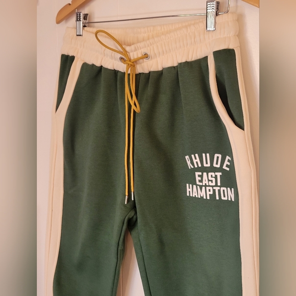 Inspired Rhude Green and Cream Sweatpants - Picture 2 of 5